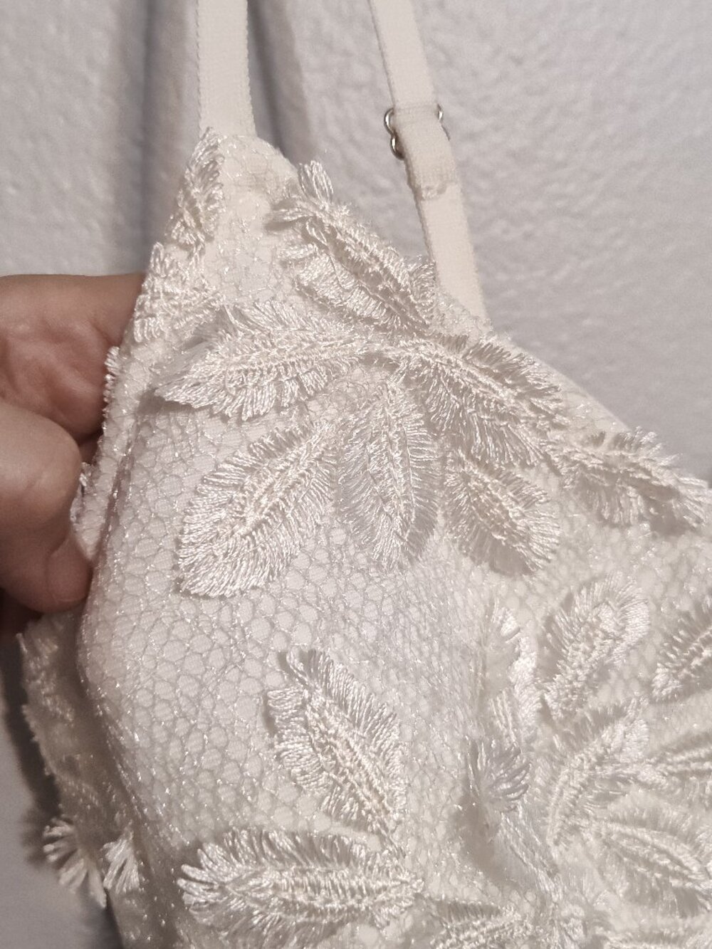 White 3D Floral Lace Maxi Dress size S Bridal bride beach wedding boho, new with - Picture 6 of 16